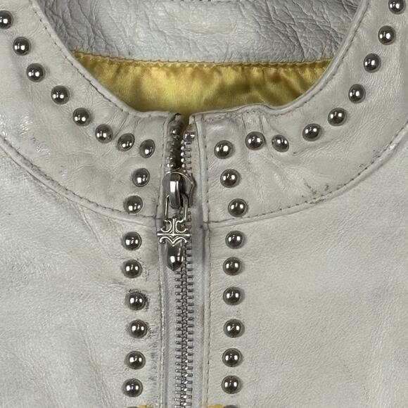 Vintage Wilson's Women’s Leather Jacket Cafe Distressed Aqua Blue USA Sz XL Rare - Picture 4 of 10